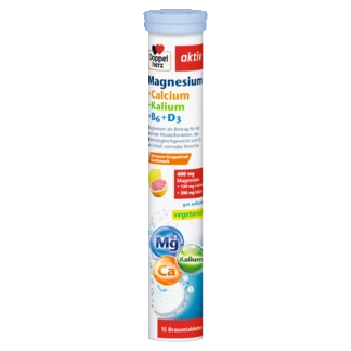 Abbildung der Produktverpackung Doppelherz aktiv Magnesium + Calcium + Kalium + B6 + D3 Frontansicht